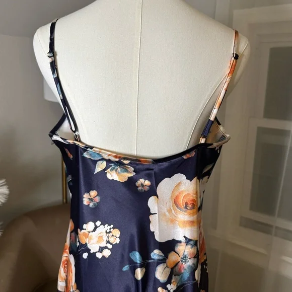 Bebe | Floral Satin Slip Midi Dress - Picture 6 of 8